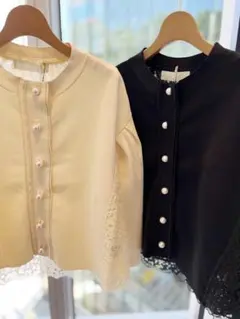 【美品】MarilynMoon パールボタン　チュールカーディガン