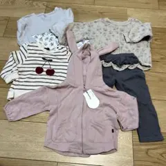 女の子　90 トレーナー　うさみみパーカー　ズボン　5点セット　保育園着