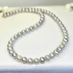 11mmの宇和島産 ナチュラルグレー アコヤ真珠 ネックレス『りんりん手 