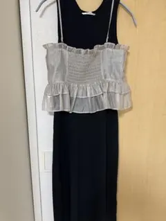 SNIDEL キャミワンピース 黒/シルバー