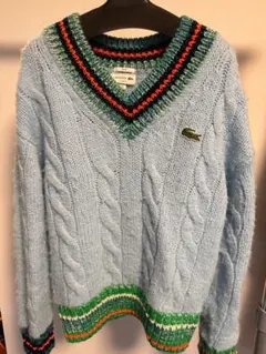 LACOSTE ケーブルニット Vネック セーター