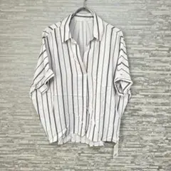 訳あり特価！！　INGNI イングストライプシャツ M 白系