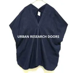URBAN RESEARCH リネン混 Vネック ブラウス カットソー ネイビーのサムネイル