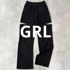 GRL グレイル カットオフデニムパンツ ダメージ ジーンズ 黒 XS 綿100