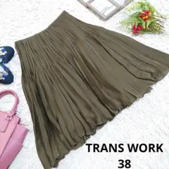 ♥TRANS WORK♥プリーツスカート/膝丈(M)カーキー/三陽商会のサムネイル