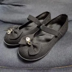 入学式用　卒園式用　ブラックリボン付きフォーマルシューズ　18cm