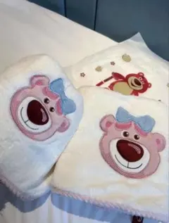 トイ・ストーリー ロッツォ　フェイスタオル、バスタオルセット。ホワイト色