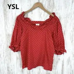 YSL ヴィンテージ イヴサンローラン レトロ ドット 総柄 フリル ブラウス