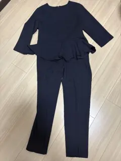 Dress Lab ペプラム パンツスーツ セットアップ ネイビー