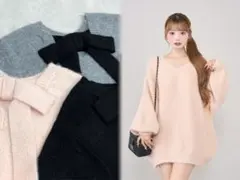 ビッグリボンバックオープンニットトップスピンク 新品未使用タグ付きです♡