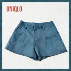 UNIQLO ウール混 タックショートパンツ グリーン S 秋冬 ユニクロ