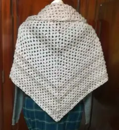 三角ショール7 (手編みハンドメイド)