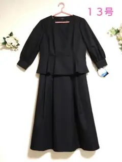 東京ソワール CREA NOIR　ブラック フォーマル ツーピース 洗える