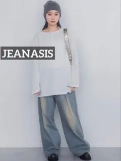 k0606 JEANASIS タックデニムワイドパンツ ライトブルー
