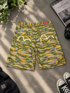 EVISU エビス タイガーカモ カモメペイント ハーフ ショートパンツ 36