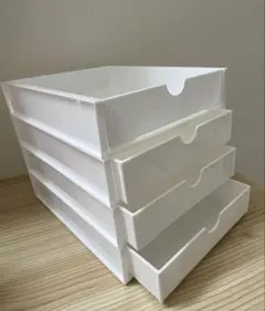 ホワイト 4段 プラスチック収納ボックス
