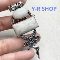 天然石★ムーンストーンのアンティーク調ペンダントトップ★レディースネックレス