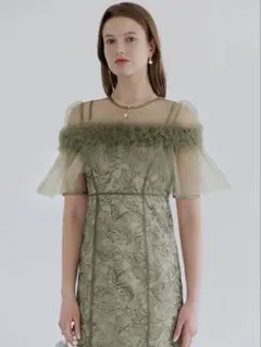 3WAYフラワーチュールアシンメトリーIラインワンピースドレス結婚式パーティー