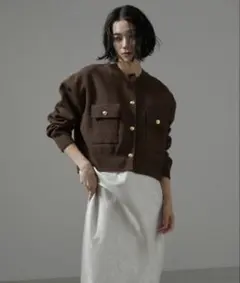 SALON adam et rope' スウェットライクメタルボタンカーディガンのサムネイル