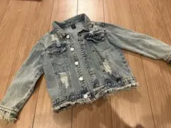 ライトブルー ダメージデニムジャケット 110