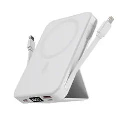 ★ホワイト★モバイルバッテリー20000mAhワイヤレス充電器強力マグネット★