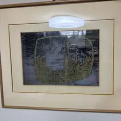 美品 海野光弘「祭の宵」木版画 直筆サイン・落款入り 額縁入り 人気