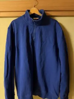 青色 ハーフジップ トレーナー
