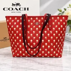 COACH トートバッグ 花柄 レッド 肩がけ A4収納 COACH トートバッグ 花柄 レッド 肩がけ A4収納 - メルカリ