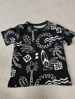 H&M キッズ 総柄Tシャツ ブラック 120-130