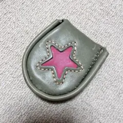 オリーブグリーン リアルレザー コインケース 星柄