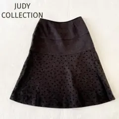 美品★JUDY COLLECTION★ウール 無地×ドット 切り替えスカート38