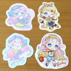 初音ミク　鏡音リン 巡音ルカ ステッカー 4枚セット　100均