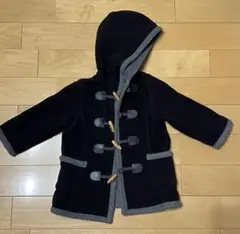 フリースフード付きダッフルコート ダークブラック