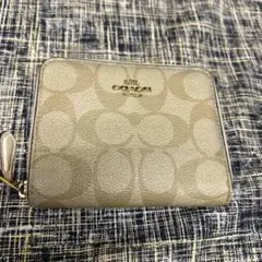 COACH 二つ折り財布 ベージュ レザー
