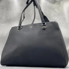 美品 コーチ トートバッグ ハンド ビジネス A4 ブラック レザー 37148