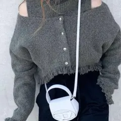 【mily bilet】ハイネックニット 2wayオフショルニットカーディガン