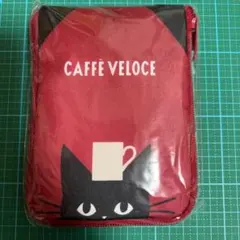 CAFFE VELOCE ベローチェ　黒猫エコバッグ レッド　フェイス　赤