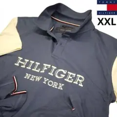 トミーヒルフィガー XXL 刺繍ロゴ 100％コットン ポロシャツ ゴルフにも
