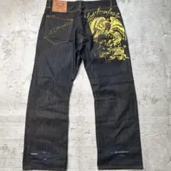 エドハーディー 刺繍デザイン ダークデニムパンツ 2008年製 W38のサムネイル