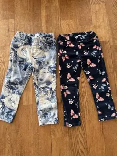 花柄と蝶柄のキッズパンツ2枚セット