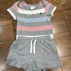 babyGap ボーダーロンパースと半ズボンセット
