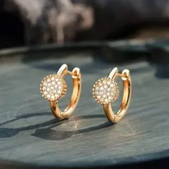 ピアスレディース スワロフスキーフープピアス 揺れる 高級キュービックジルコニア