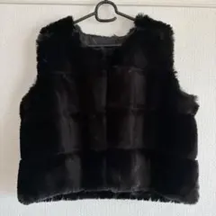 フェイクファーベスト ブラック
