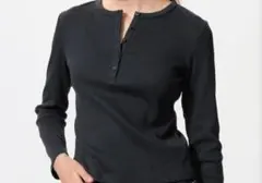 2枚　リブヘンリーネックTシャツ ブラック　ライトグレー　 XXL　ユニクロ