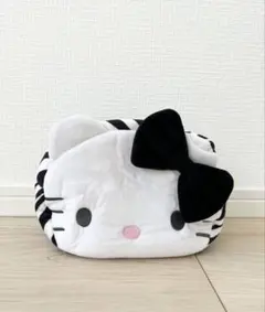 ハローキティ　ダイカット　ポーチ　未使用　訳あり　フェイス　顔型　ゼブラ柄　白黒