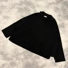 長袖スキッパーニット　セーター　ドロップショルダー　セーラーカラー風　黒(XL)