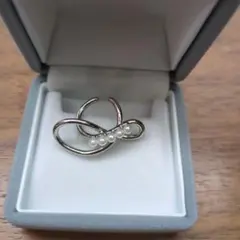 パール付きシルバーイヤーカフ プラスチックパール