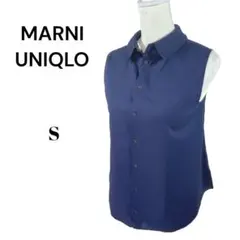 MARNI UNIQLO ノースリーブシャツ　　ブラウス【S】ネイビー