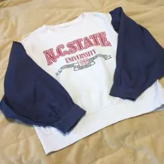 N.C.STATE 大学ロゴバルーンスリーブトレーナーRETRO GIRL春物