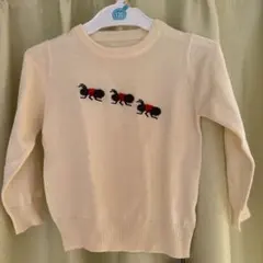 オフホワイト 蟻刺繍 セーター 105